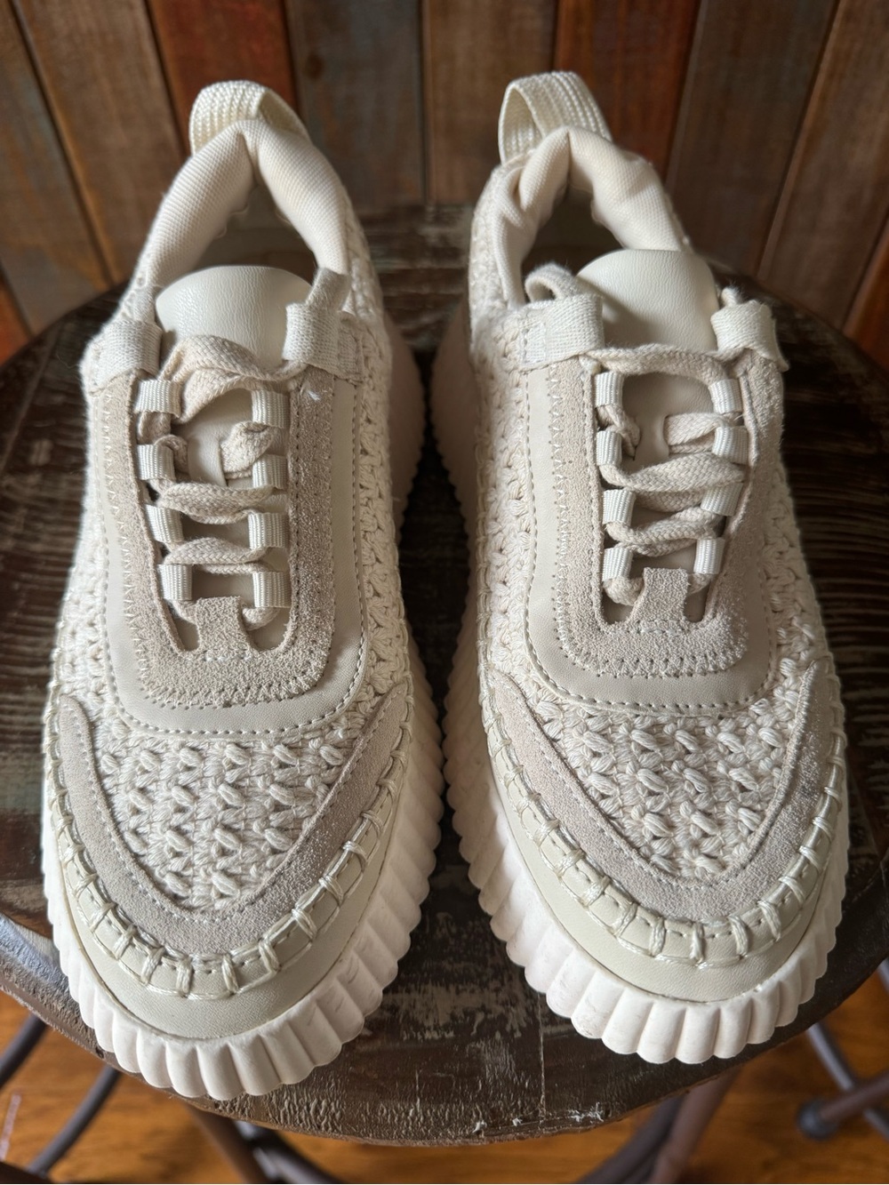 Dolce Vita Dolen Knit Platform Sneakers, cream, Sz.7 - Picture 5 of 6